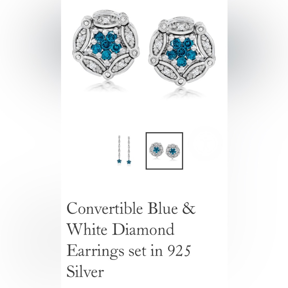Blue and white diamond earrings